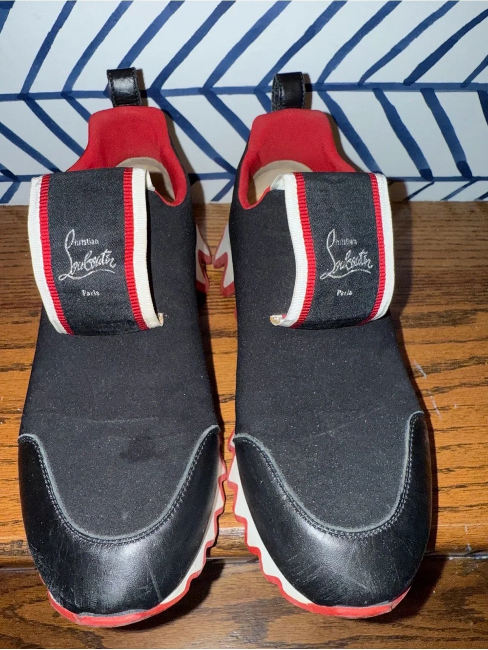 Christian Louboutin Tiketa Run slip-on Black Red Sneakers